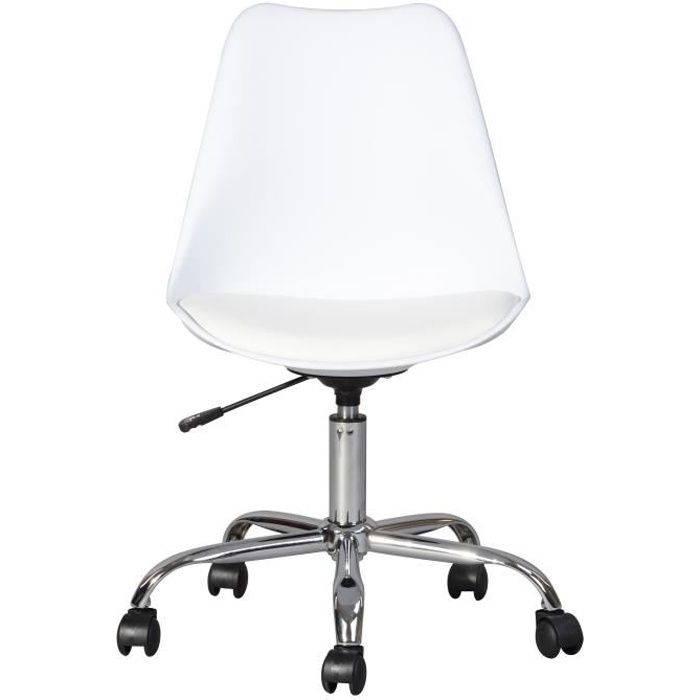 BLOKHUS Chaise de bureau  Simili blanc  Style contemporain  L 52,5 x