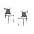 Lot de 2 chaises de jardin - Style zellige - Acier thermolaqué + Textilene - 50 x 59 x 91 cm-0