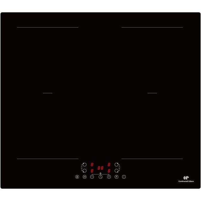 CONTINENTAL EDISON Table de cuisson induction  - CETI4ZFLEX4- 4 zones - 2 zones flex 7360W - slider - 4 boosters - noir