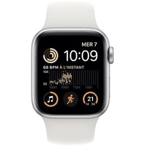 MONTRE CONNECTÉE Apple Watch (Series SE) 2022 GPS 44 mm - Aluminium Argent - Bracelet sport Blanc - Reconditionné - Excellent état