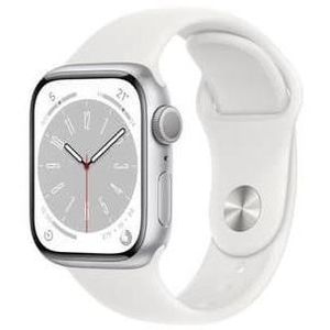 MONTRE CONNECTÉE Apple Watch (Series 8) 2022 GPS 41 mm - Aluminium Argent - Bracelet sport Blanc - Reconditionné - Excellent état