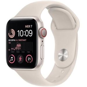MONTRE CONNECTÉE Apple Watch (Series SE) 2022 GPS 44 mm - Aluminium Lumière stellaire - Bracelet sport Blanc - Reconditionné - Excellent état