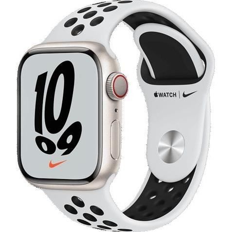 Apple Watch Nike Series 7 GPS + Cellular 45 Aluminium Starlight Sport band Nike platinum Très bon état - vue 2