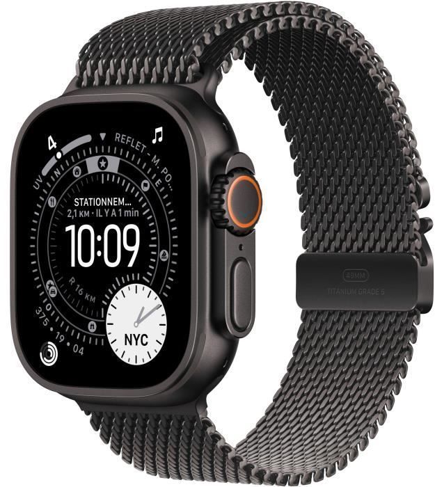 Apple Watch Ultra 3 GPS + Cellular - 49mm Black Titanium - Bracelet Milanese Loop - S (2025) - Reconditionné - Excellent état