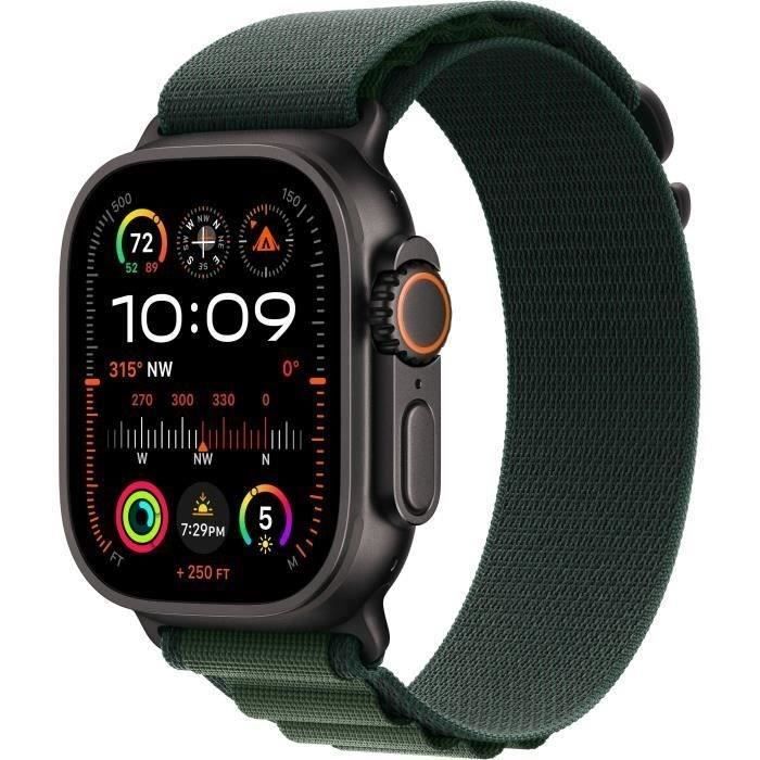 Apple Watch Ultra 2 GPS+Cellular 49mm Black Titanium - Bracelet Dark Green Alpine Large (2024) - Reconditionné - Excellent état - Apple