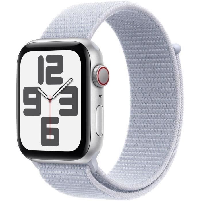 Apple Watch SE GPS+Cellular 44mm Silver Aluminium - Bracelet Blue Cloud Sport Loop (2024) - Reconditionné - Excellent état - Apple
