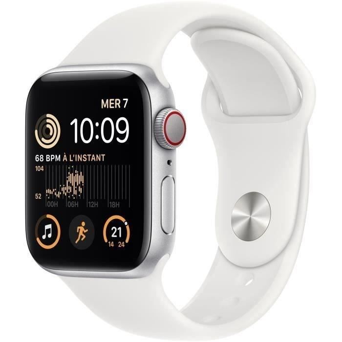 Apple Watch SE GPS (2e génération) + Cellular - 40mm - Boîtier Silver Aluminium - Bracelet W (2022) - Reconditionné - Excellent - Apple