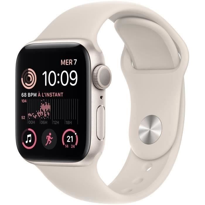 Apple Watch SE GPS (2e génération) - 40mm - Boîtier Starlight Aluminium - Bracelet Starlight (2022) - Reconditionné - Excellent - Apple