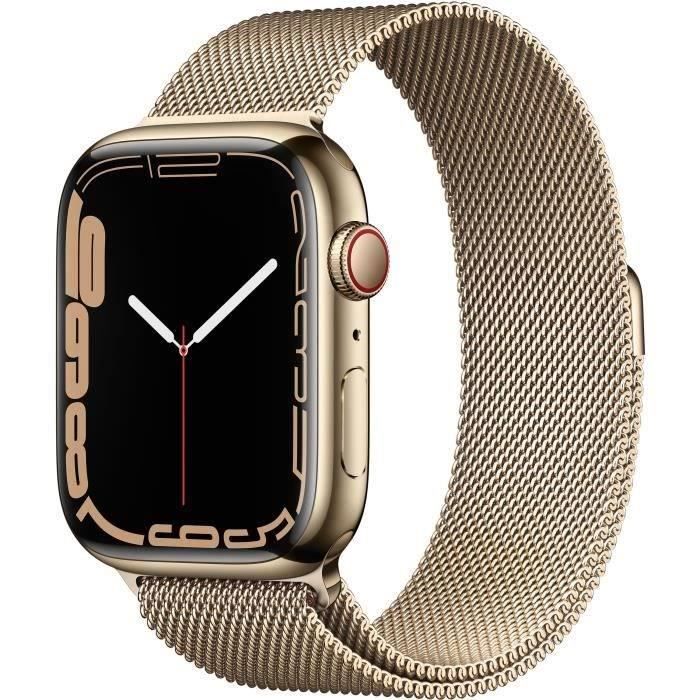 Apple Watch Series 7 GPS + Cellular - 45mm - Boîtier Gold Stainless Steel - Bracelet Gold (2021) - Reconditionné - Excellent état - Apple