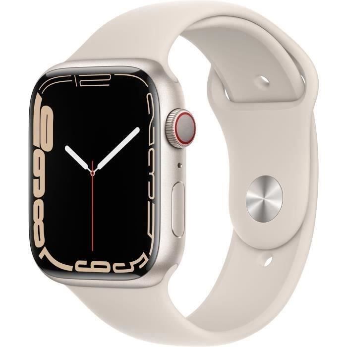 Apple Watch Series 7 GPS + Cellular - 45mm - Boîtier Starlight Aluminium - Bracelet Starligh (2021) - Reconditionné - Excellent - Apple