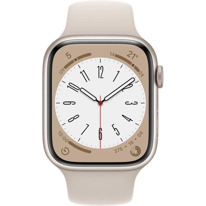 Apple Watch Series 8 GPS 45mm Boîtier Starlight Aluminium Bracelet Starlight Sport Band Très bon état - vue 2