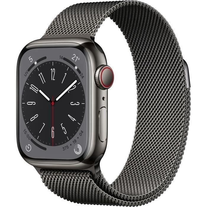 Apple Watch Series 8 GPS + Cellular - 41mm - Boîtier Graphite Stainless Steel - Bracelet Gra (2022) - Reconditionné - Excellent - Apple