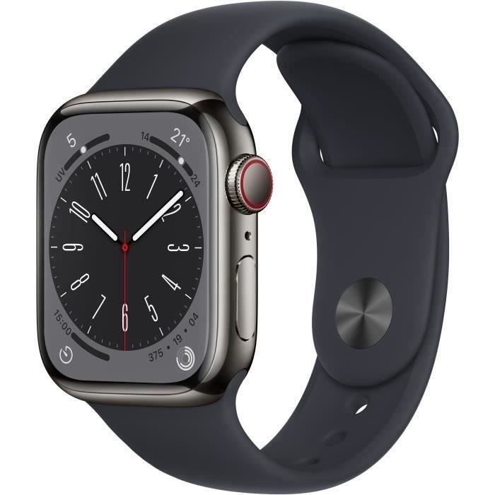 Apple Watch Series 8 GPS + Cellular - 41mm - Boîtier Graphite Stainless Steel - Bracelet Mid (2022) - Reconditionné - Excellent - Apple