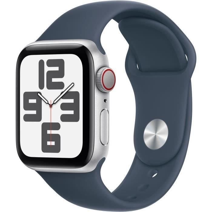 Apple Watch SE GPS + Cellular - 40mm - Boîtier Silver Aluminium - Bracelet Storm Blue Sport (2023) - Reconditionné - Excellent état - Apple