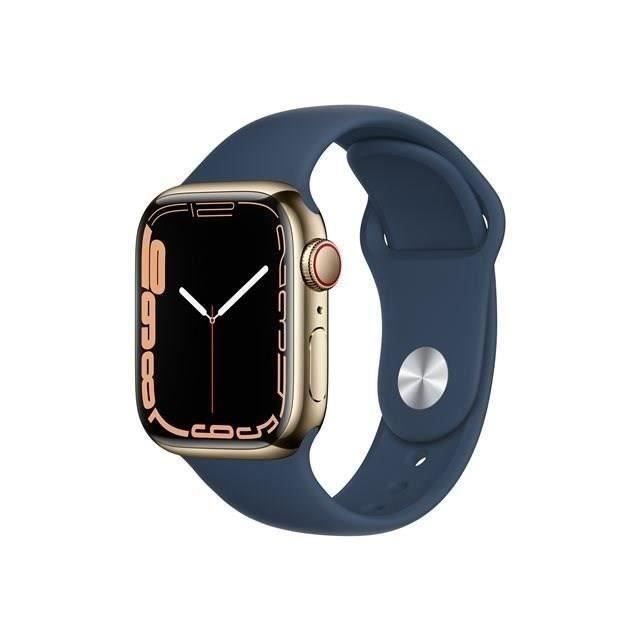 Apple Watch Series 7 GPS + Cellulaire 41mm Boîtier acier inoxidable Or Bracelet Sport