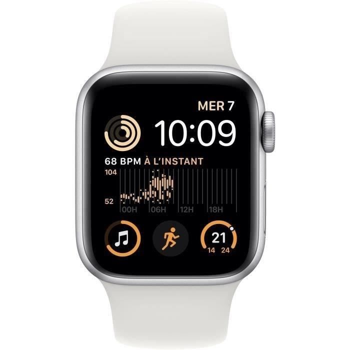 Apple Watch SE GPS (2e génération) - 40mm - Boîtier Silver Aluminium - Bracelet White Sport Band - Reconditionné - Excellent état