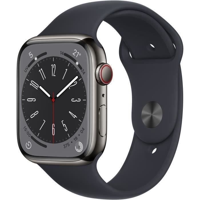 Apple Watch Series 8 GPS + Cellular - 45mm - Boîtier Graphite Stainless Steel - Bracelet Mid (2022) - Reconditionné - Excellent - Apple