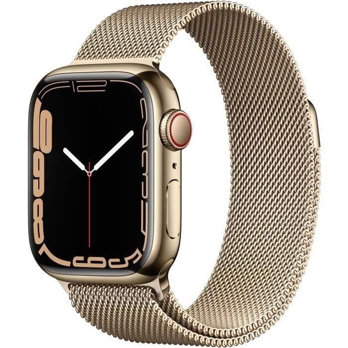 Apple Watch Series 7 GPS + Cellular - 41mm - Boîtier Gold Stainless Steel - Bracelet Gold (2021) - Reconditionné - Excellent état - Apple