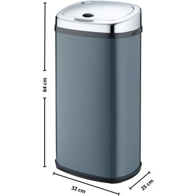 Ouverture Mains Libres Poubelle Cuisine 68L Automatique Noir MAJESTIC | Ouverture Sensorielle, Acier Inox Hygiène Sans Contact