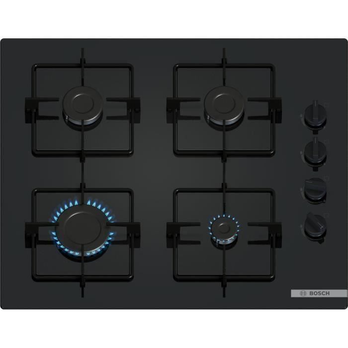 Table de cuisson à gaz - BOSCH Série 2 - 4 foyers - 52 x 59 x 54 cm - POP6B6K30 - Noir