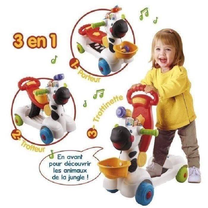 VTECH BABY Porteur Trottinette Mon Zebre Rigolo 3 en 1 Noir Blanc Parlant et Musical Cdiscount Jeux Jouets