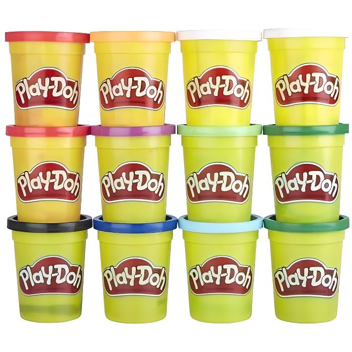 PLAY-DOH - Lot de 12 pots de pâte à modeler réutilisable