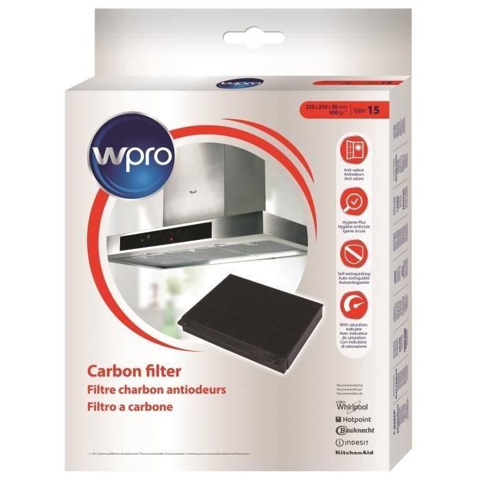 Filtre à charbon WPRO CHF15/1 pour hotte - Type 15 300g/m² dim 225x210x30mm