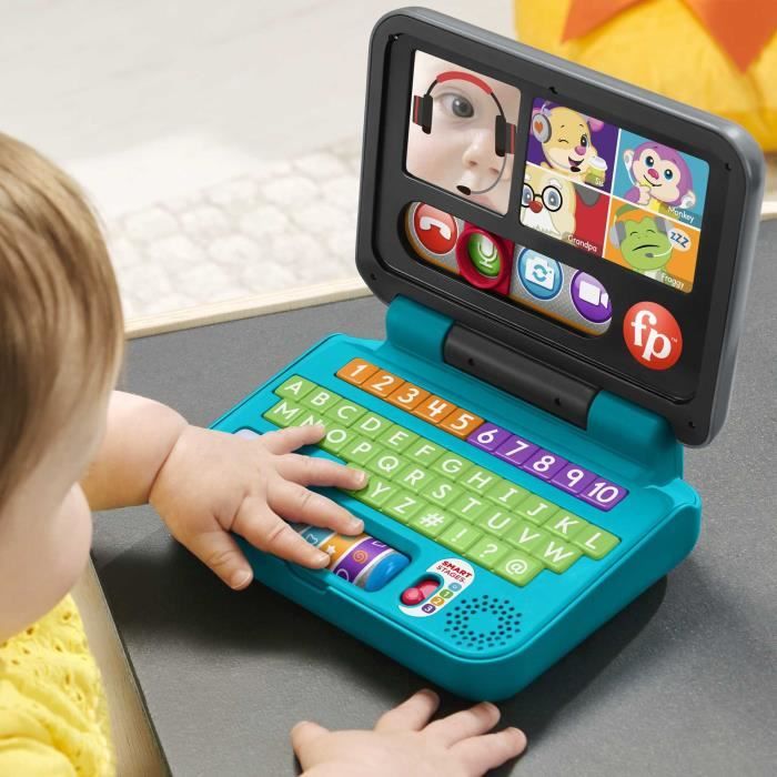 FISHER-PRICE Set de télétravail en Bois, 9 éléments avec ordinateur