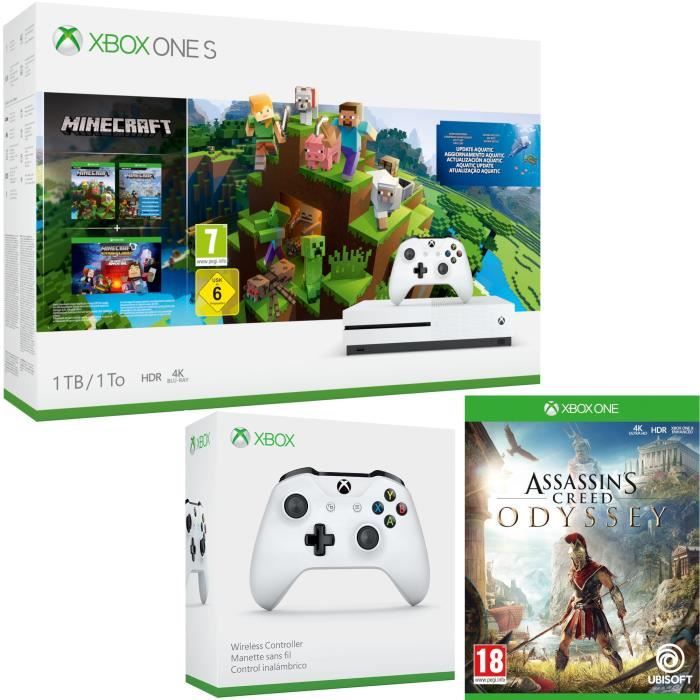 Console Xbox One S 1To Edition Limitée Minecraft - Occasion (manette Cochon)
