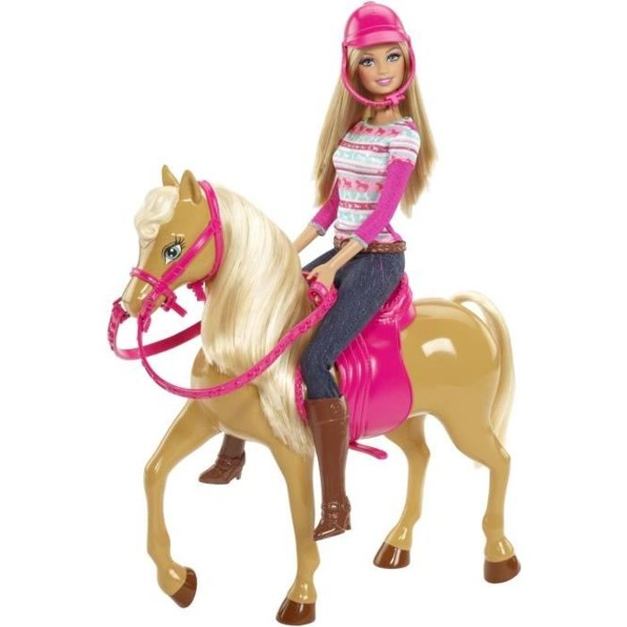 Poupée Barbie et son Cheval - Mattel - Ravissante cavalière - Accessoires inclus