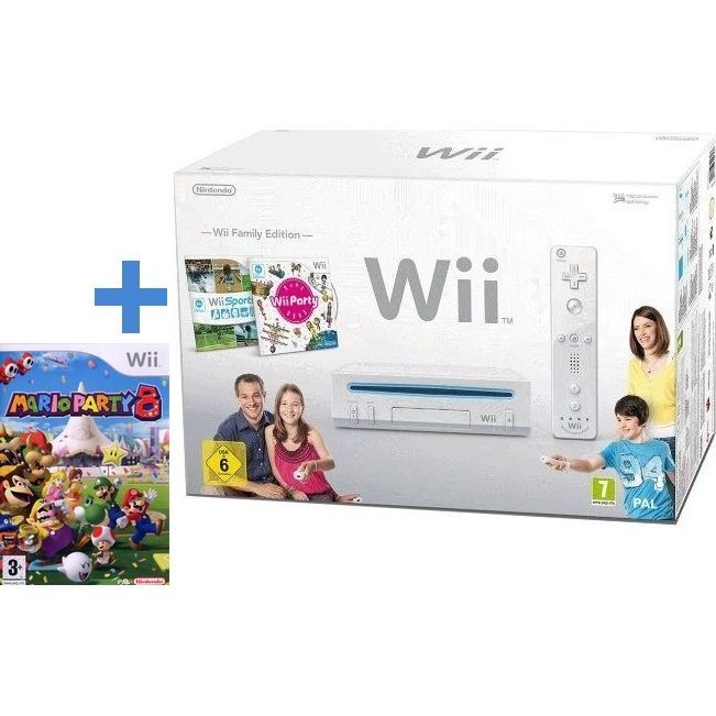 Console Wii Family Edition - Nintendo - Pack Spécial - Mario Party 8 - Blanc - Sans fil