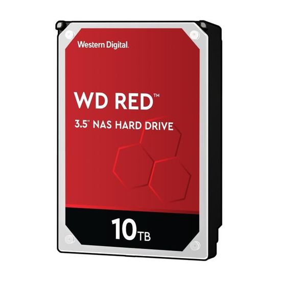 WD Red™ - Disque dur Interne NAS - 10To - 5 400 tr/min - 3.5" (WD100EFAX)