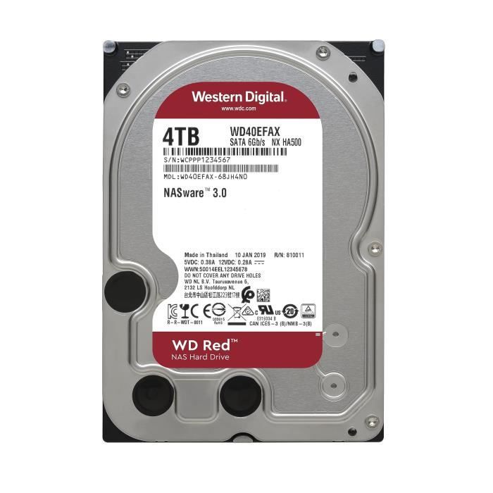 WD Red™ - Disque dur Interne NAS - 4To - 5 400 tr/min - 3.5