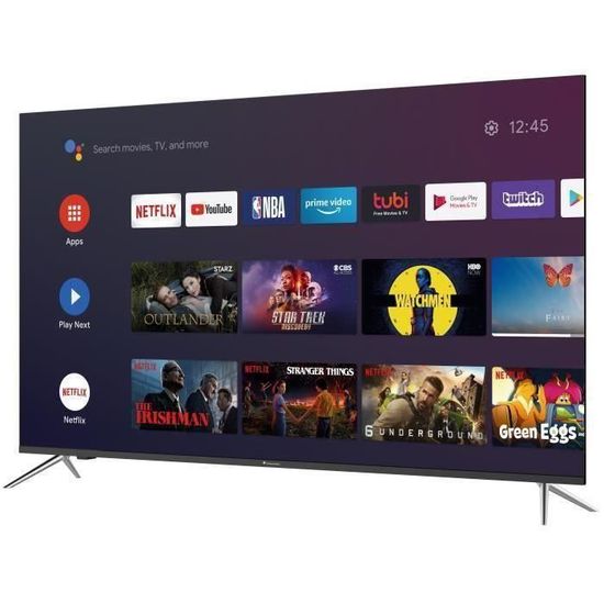 CONTINENTAL EDISON Android TV QLED 55' (139cm) 4K UHD Borderless Wi - fi - Bluetooth Netflix - HDR - Google Assitant - Google Play