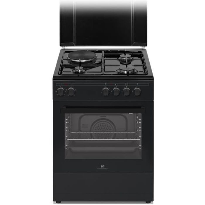 Cuisinière mixte CONTINENTAL EDISON CECM60FCB - 3 feux gaz + 1 électrique - L59,8 x P61 xH83 cm - No