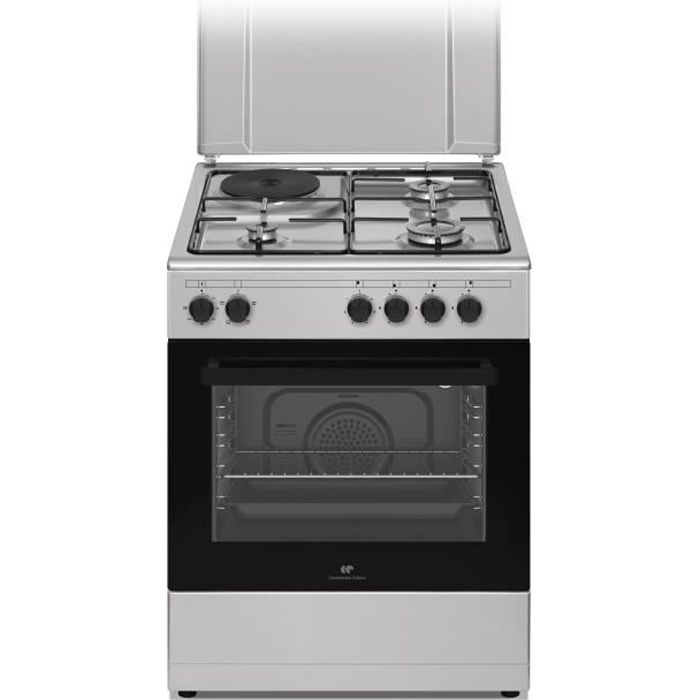 Cuisinière mixte CONTINENTAL EDISON CECM60FCS - 3 feux gaz + 1 électrique - L59,8 x P61 xH83 cm - Si