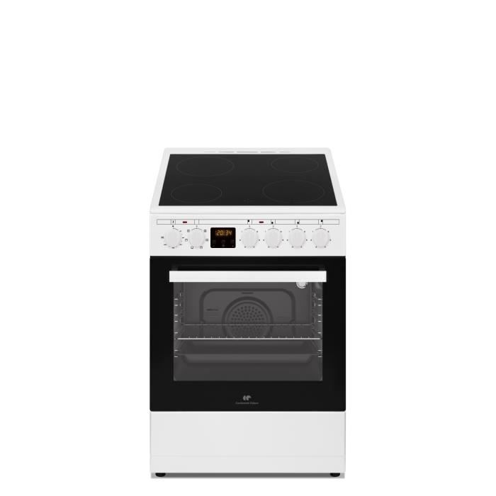 Cuisinière vitrocéramique CONTINENTAL EDISON CECV50FCW - 4 feux - L49,8 x H86 xP67 cm - Blanc