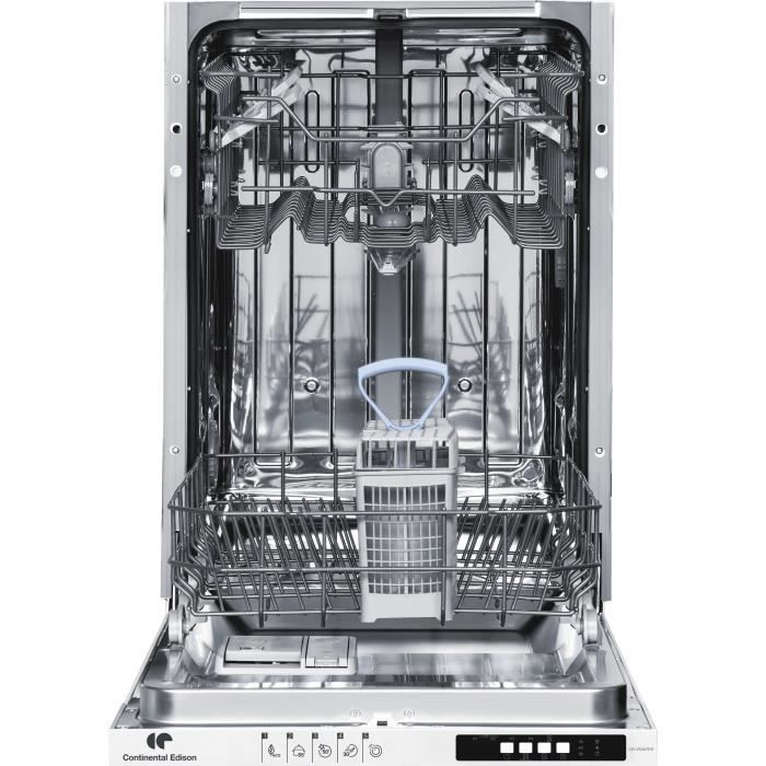 Lave-vaisselle tout intégrable CONTINENTAL EDISON CELV1047FI3 -10 couverts  - Largeur 45 cm - Classe E - 47 dB - blanc - Cdiscount Electroménager