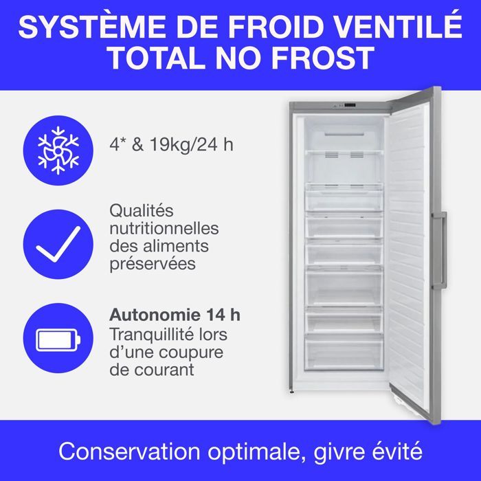 Congélateur armoire 406L Total No Frost dégivrage automatique — free download