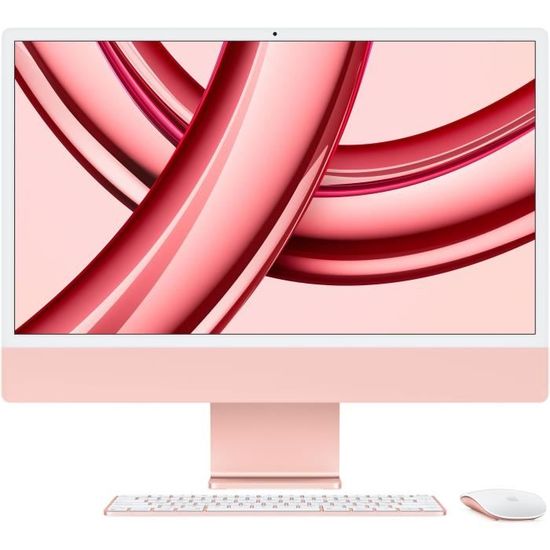 Apple - 24" - iMac Retina 4,5K (2023) - Puce Apple M3 - RAM 8Go - Stockage 256Go - GPU 8 coeurs - Rose