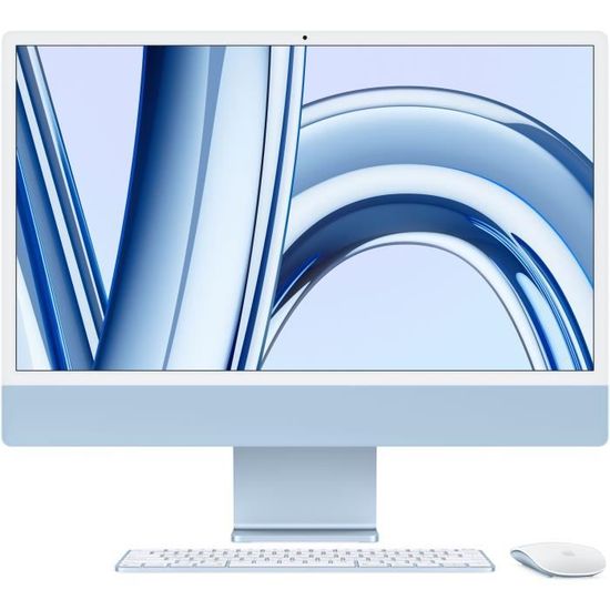 Apple - 24" - iMac Retina 4,5K (2023) - Puce Apple M3 - RAM 8Go - Stockage 256Go - GPU 10 coeurs - Bleu
