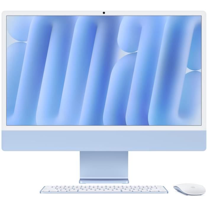 Apple iMac 24 ecran retina 45K 512Go SSD 24Go RAM Puce M4 CPU 10 coeurs GPU 10 coeurs Bleu (2024)