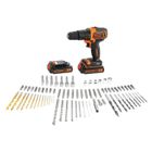 BLACK + DECKER Kit perceuse à percussion sans fil - 18V - BLACK+DECKER - BDC718AS2F-QW - 2 batteries - chargeur - malette + 80 accessoires