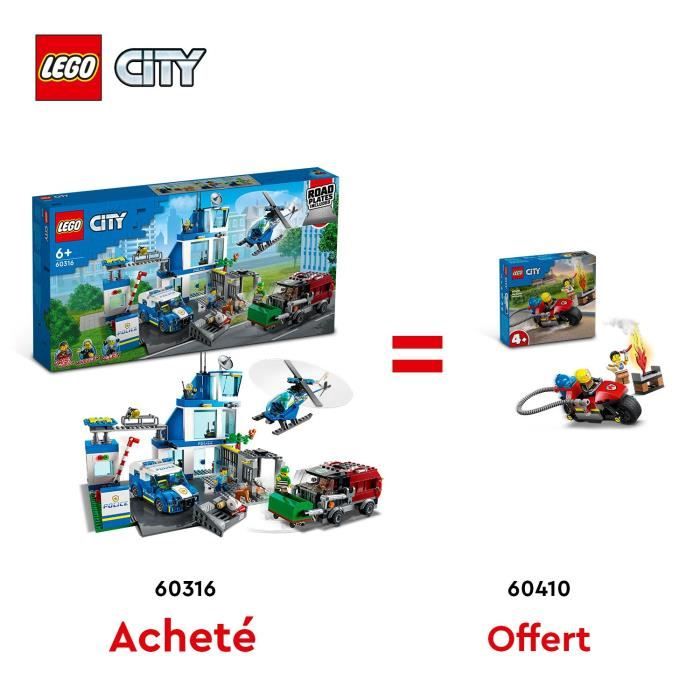 LEGO® 60316 City Le Commissariat de Police + LEGO® 60410 City La Moto d’Intervention Rapide des Pompiers