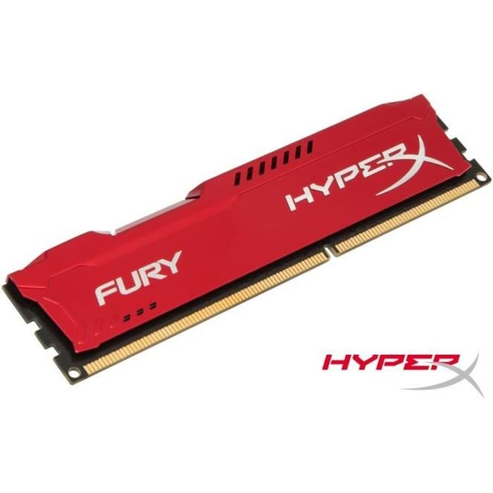 Vente Memoire PC HyperX FURY Red DDR3 8Go, 1600MHz CL10 240-pin DIMM - HX316C10FR/8 pas cher
