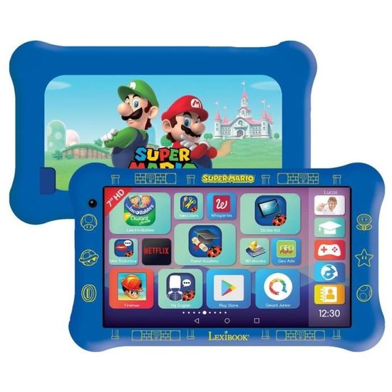 Tablette Lexibook 7" Super Mario - Housse de Protection - Contrôle Parental - Bleu