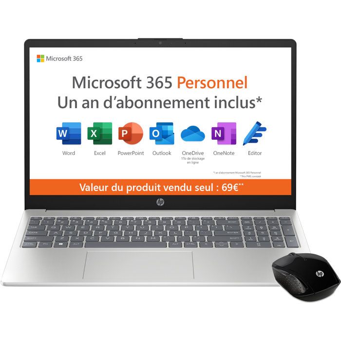 PC Portable HP 15 fc0020nf Windows 11 + Microsoft 365 inclus 156 FHD Athlon RAM 4Go SSD AZERTY - vue 9
