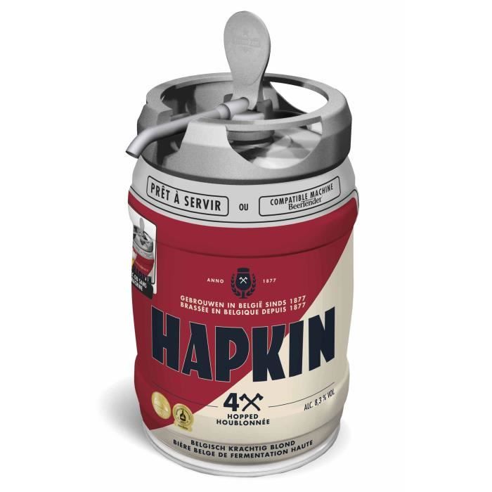 Fût de bière belge Hapkin Fût de 5 litres avec robinet 8,3% vol