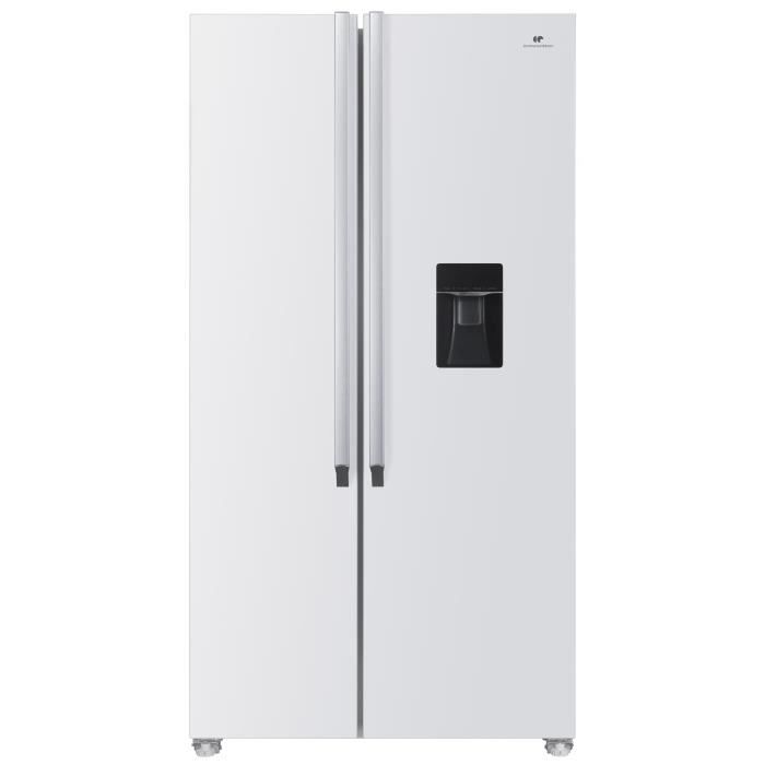 Réfrigérateur américain - Continental Edison - CERA532NFWD - 2 portes - 529 L - L90 x 177 cm - Classe D - Blanc