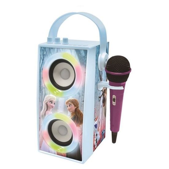 Braxel – Kit Karaoké Bluetooth La Reine Des Neiges – 2 Micros – Effets Vocaux – LED – Dès 3 Ans